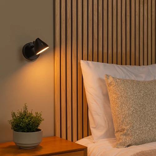 Lucide MILNE - Wandlamp - LED Dimb. - 1x8W 2700K - Zwart - sfeer 1
